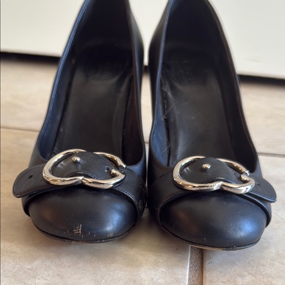 Gucci Sachalin Black Pumps with silver logo buckle 8m 38EU - Picture 15 of 16